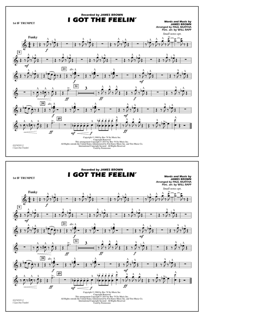 I Got the Feelin' - 1st Bb Trumpet