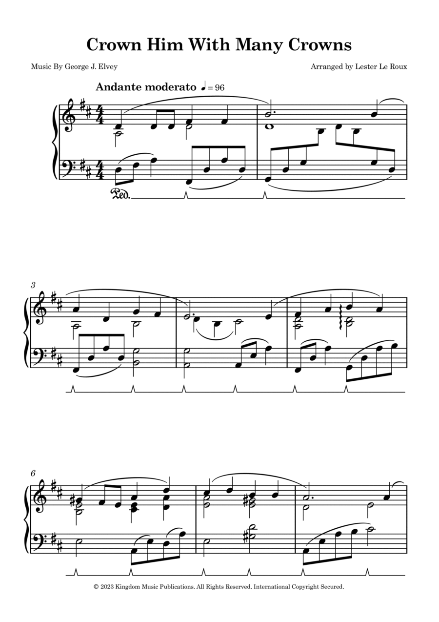 Crown Him With Many Crowns Easy Piano scores gallery preview page 1
