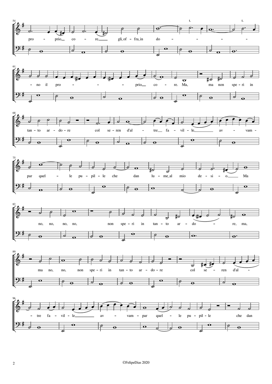 Dal cielo cader vid'io due stelle (E minor) Voice Solo scores gallery preview page 2