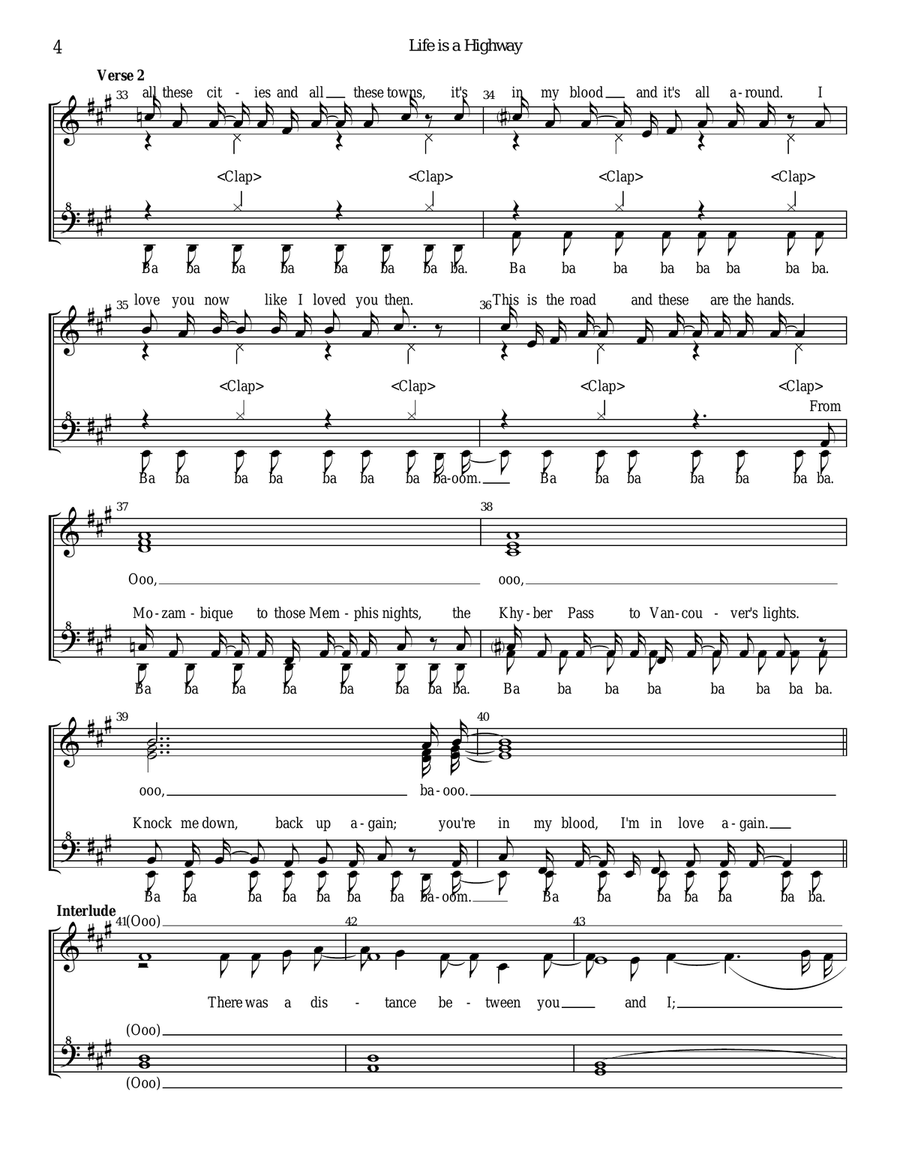 Life Is A Highway SSAA scores gallery preview page 4