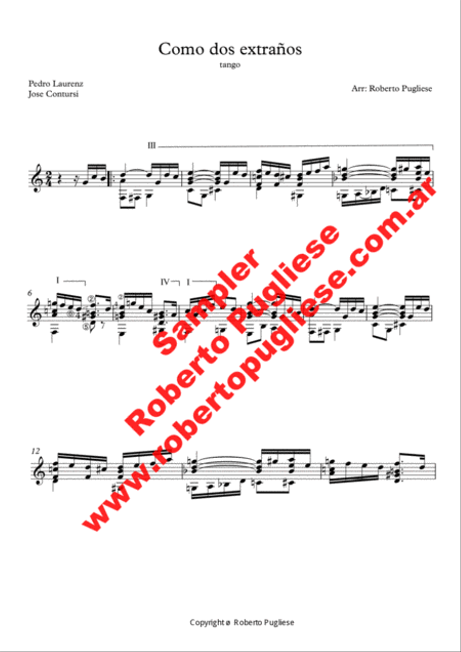 Como dos extraños - Tango (Laurenz - Contursi) Classical Guitar scores gallery preview page 3