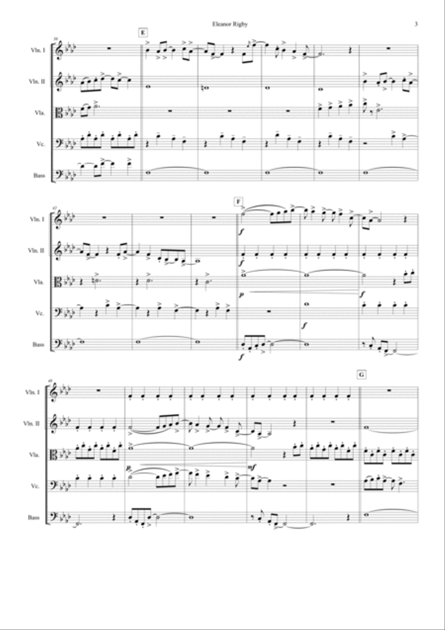 Eleanor Rigby String Quintet scores gallery preview page 3