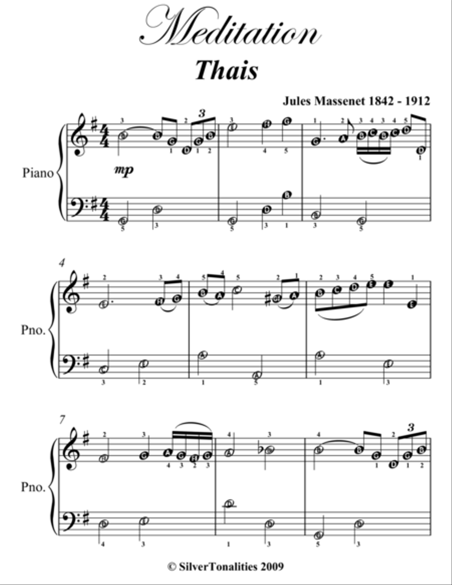 Meditation Thais Easiest Piano Sheet Music Easy Piano scores gallery preview page 2