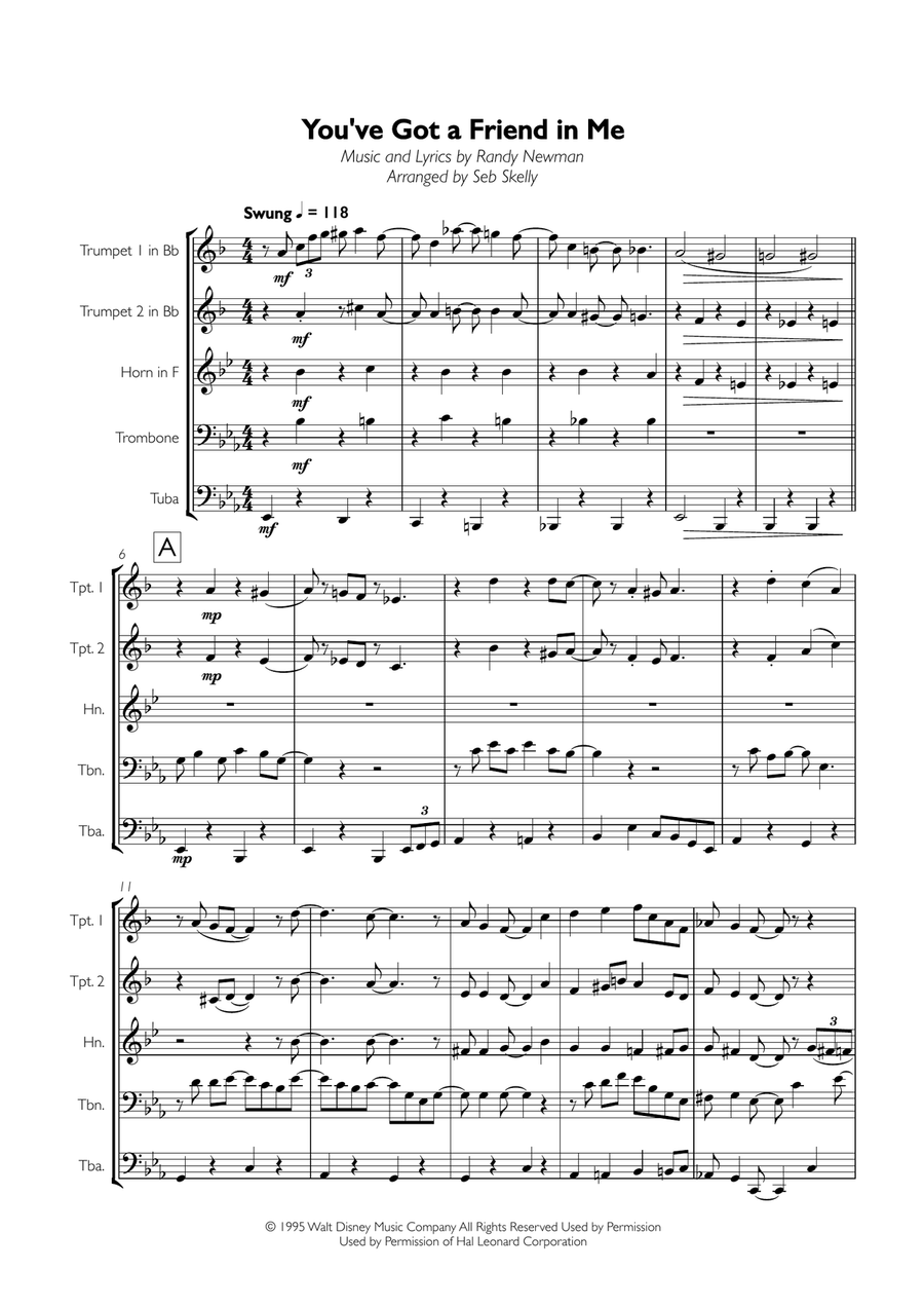 You've Got A Friend In Me Brass Ensemble scores gallery preview page 1