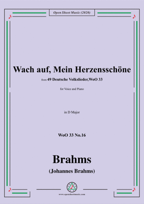 Brahms-Wach auf,Mein Herzensschöne,WoO 33 No.16,in D Major,for Voice&Piano