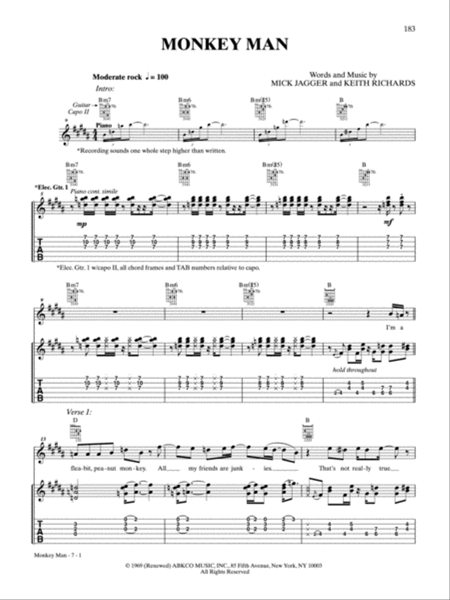 Monkey Man Guitar Tablature scores gallery preview page 1