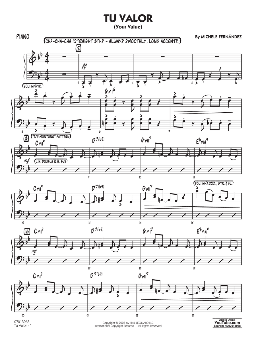 Tu Valor (Your Value) - Piano