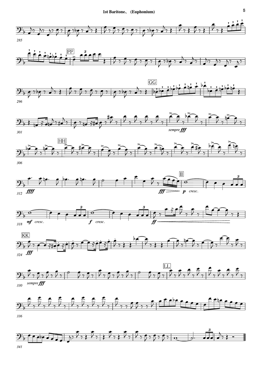 Symphony No.6 Pathetique Movement III [Parts] 1st,2nd Baritone(Euphonium) Marching Band scores gallery preview page 5