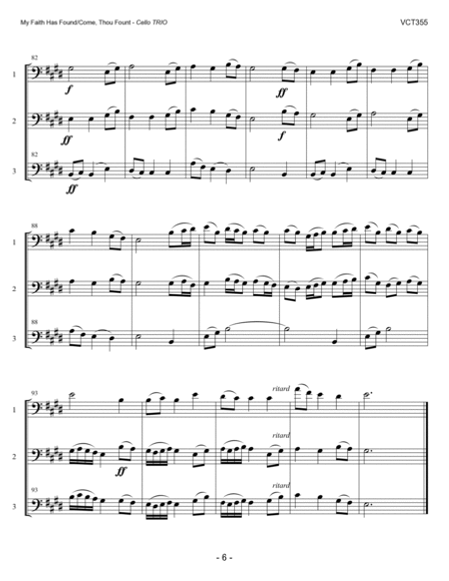MY FAITH HAS FOUND A RESTING PLACE/COME THOU FOUNT OF EVERY BLESSING - Cello Trio (unaccompanied) String Trio scores gallery preview page 6