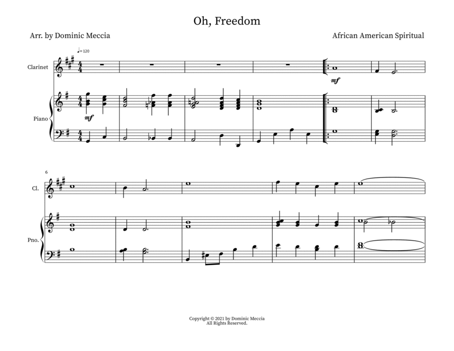 Oh, Freedom Clarinet Solo scores gallery preview page 1