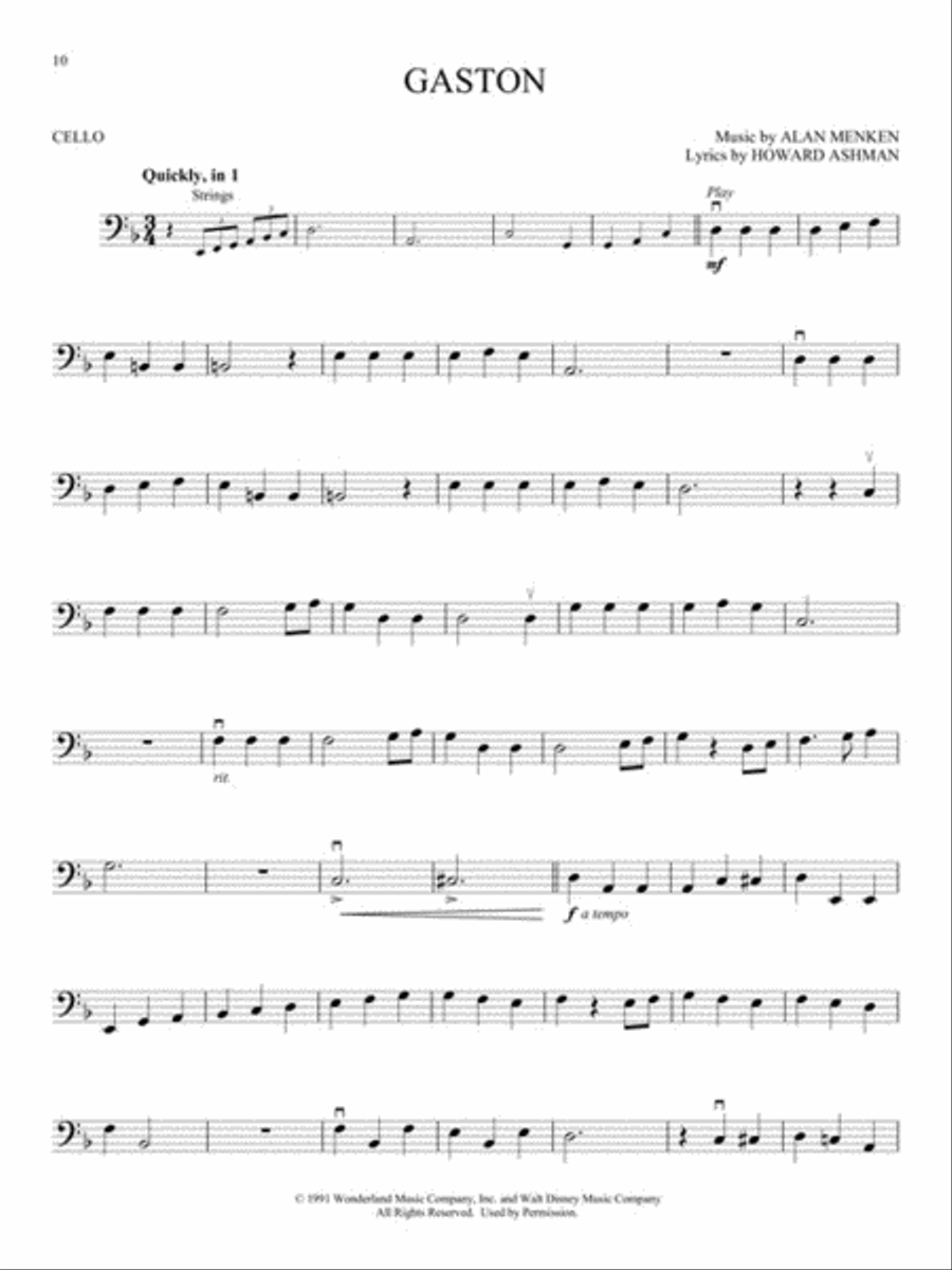 Beauty and the Beast Beauty and the Beast Cello scores gallery preview page 3
