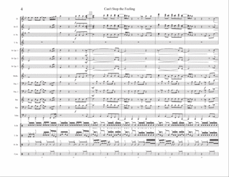 Can't Stop The Feeling! Marching Band scores gallery preview page 4