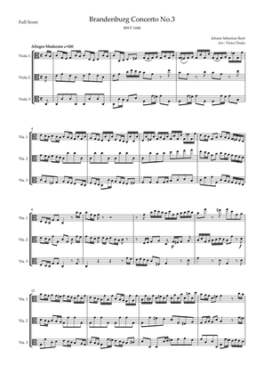 Brandenburg Concerto No. 3 in G major, BWV 1048 1st Mov. (J.S. Bach) for Viola Trio