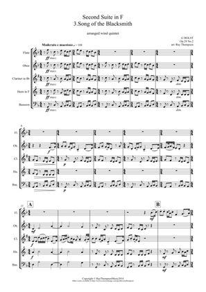 Holst: 2nd Suite in F Op. 28 No.2 Mvt. III. "Song of the Blacksmith" - wind quintet
