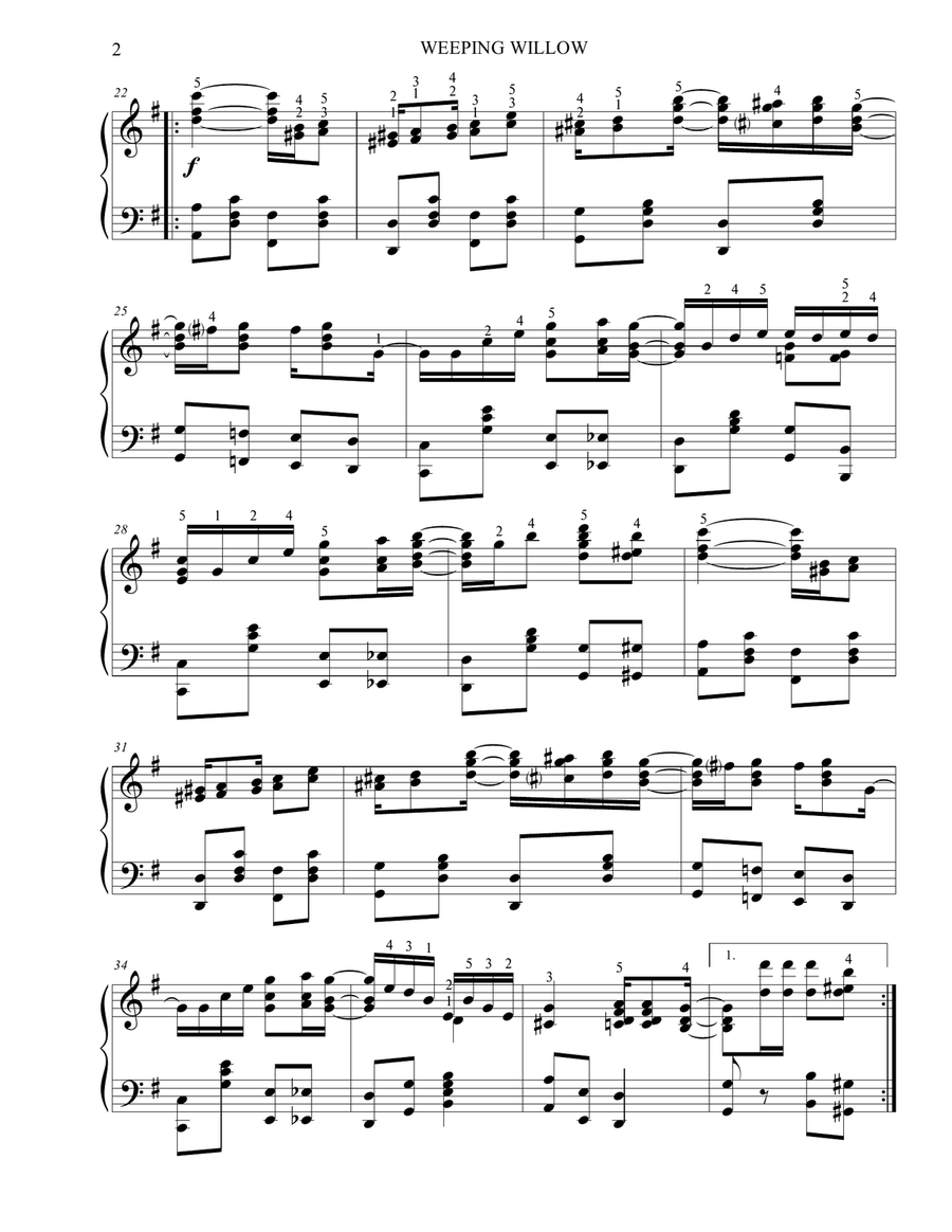 Weeping Willow Piano Solo scores gallery preview page 2
