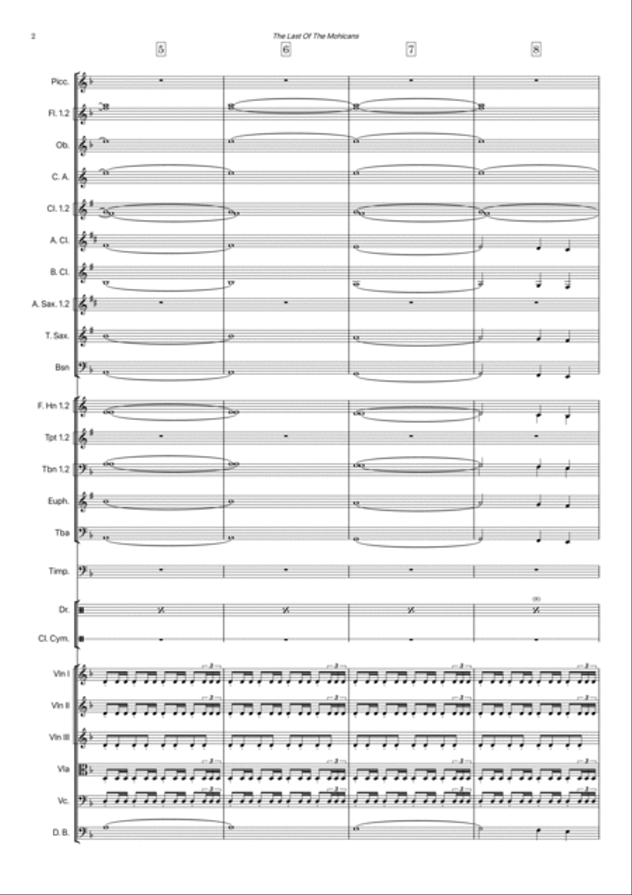 Last Of The Mohicans (main Theme) Full Orchestra scores gallery preview page 2