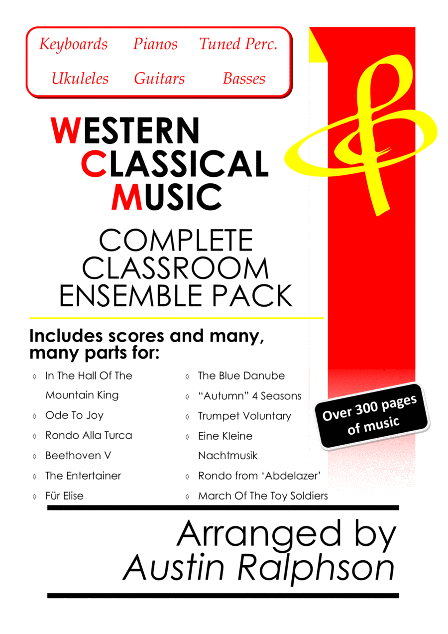 COMPLETE Western Classical Music Classroom Ensemble Pack (12 pieces) with backing tracks play along Bassoon scores gallery preview page 1