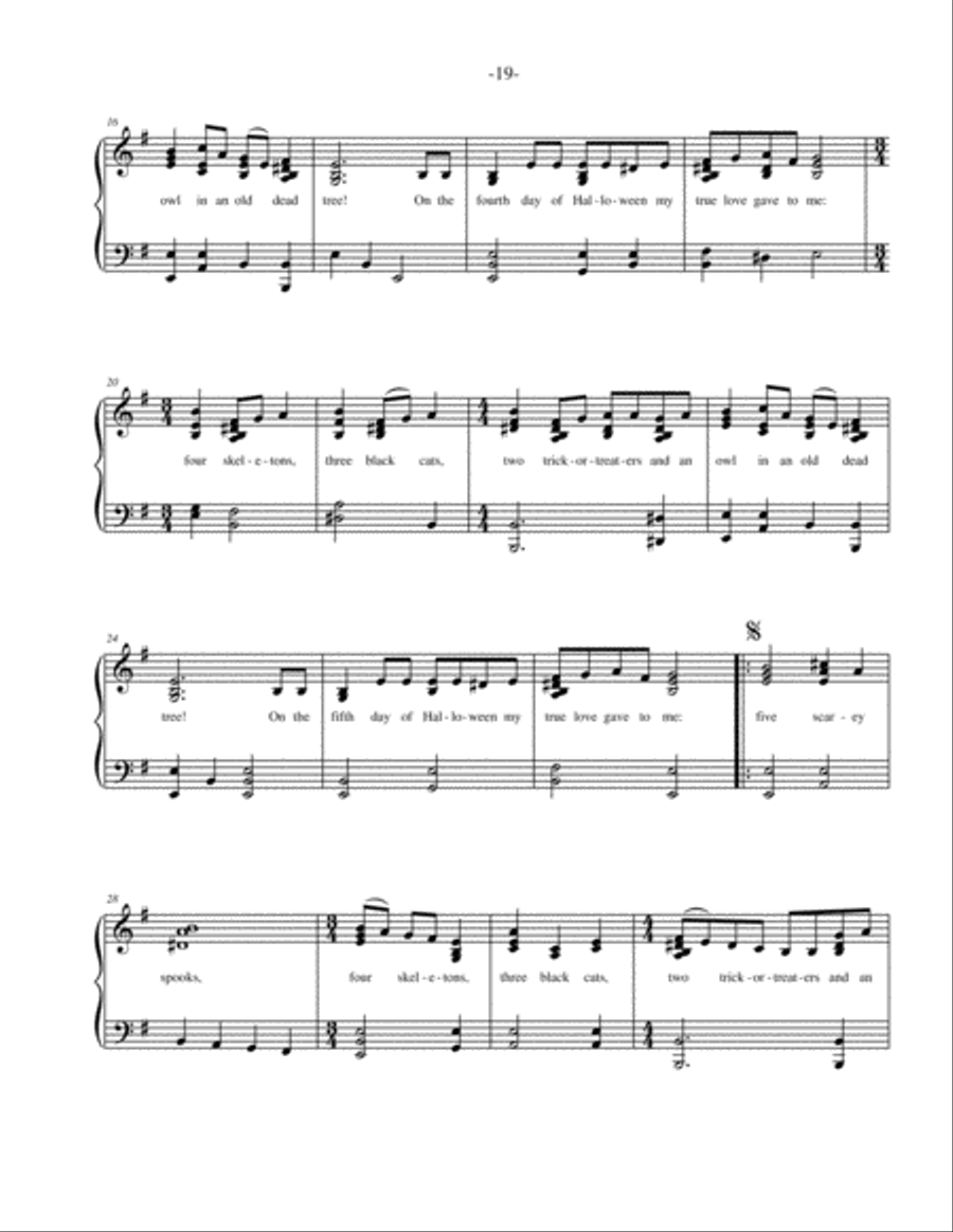 The Twelve Days of Halloween - Halloween Song Unison Choir scores gallery preview page 3