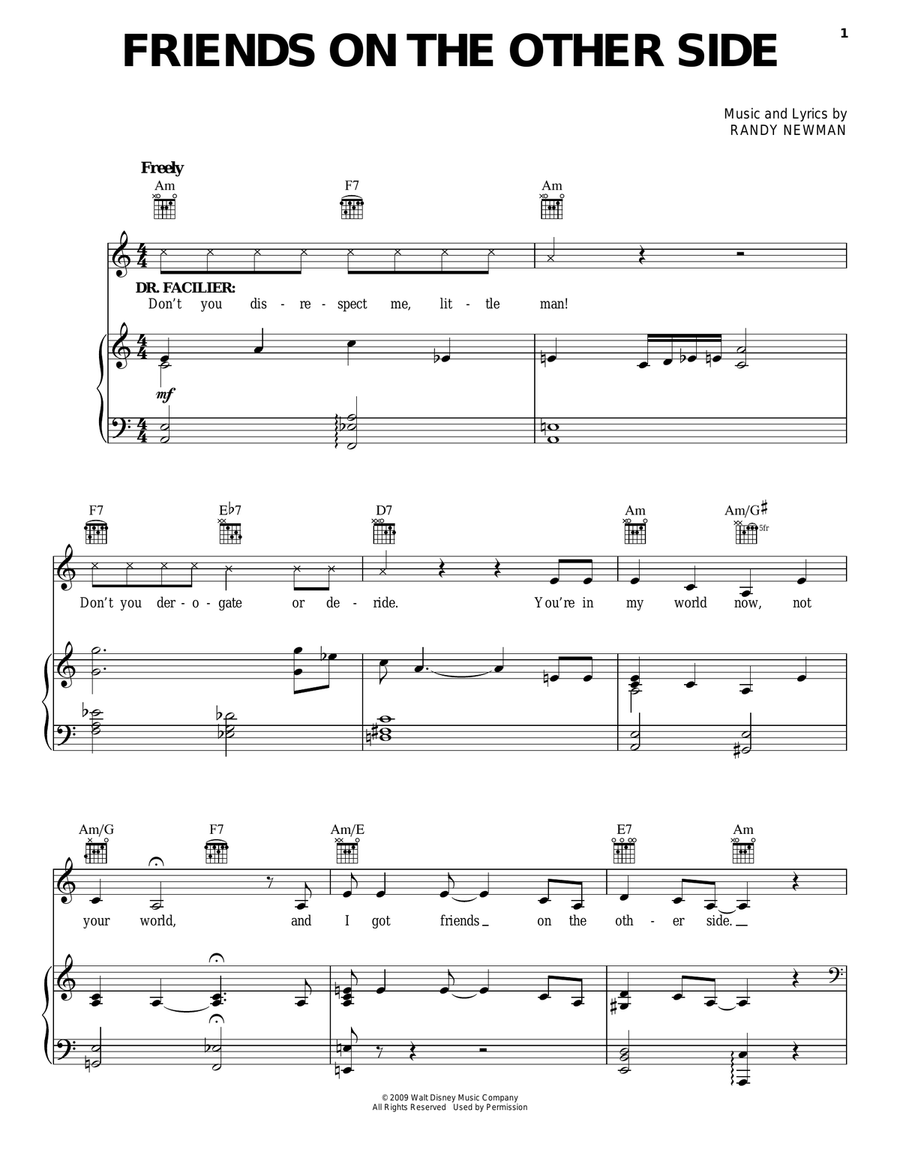Friends On The Other Side Piano, Vocal, Guitar scores gallery preview page 1
