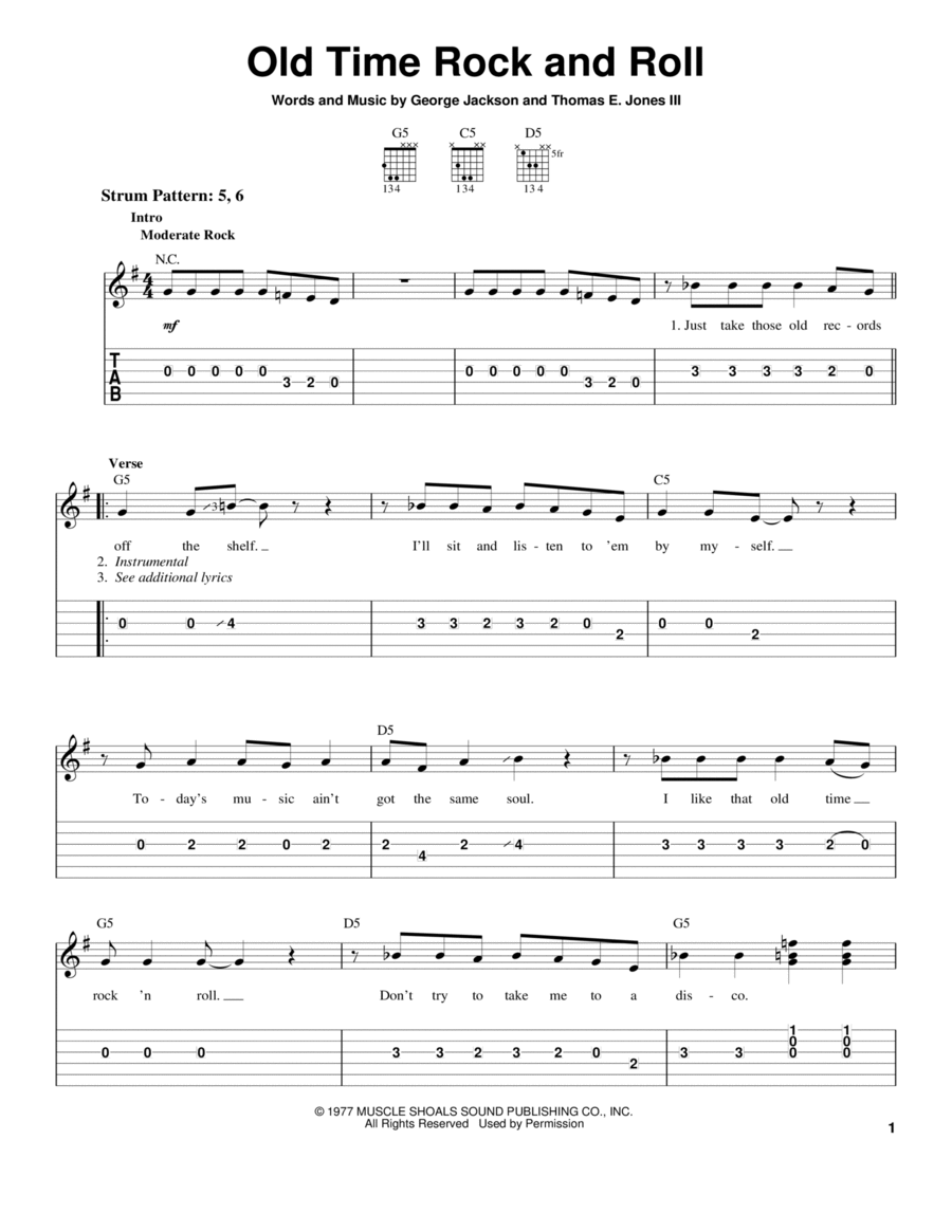 Old Time Rock & Roll Acoustic Guitar scores gallery preview page 1
