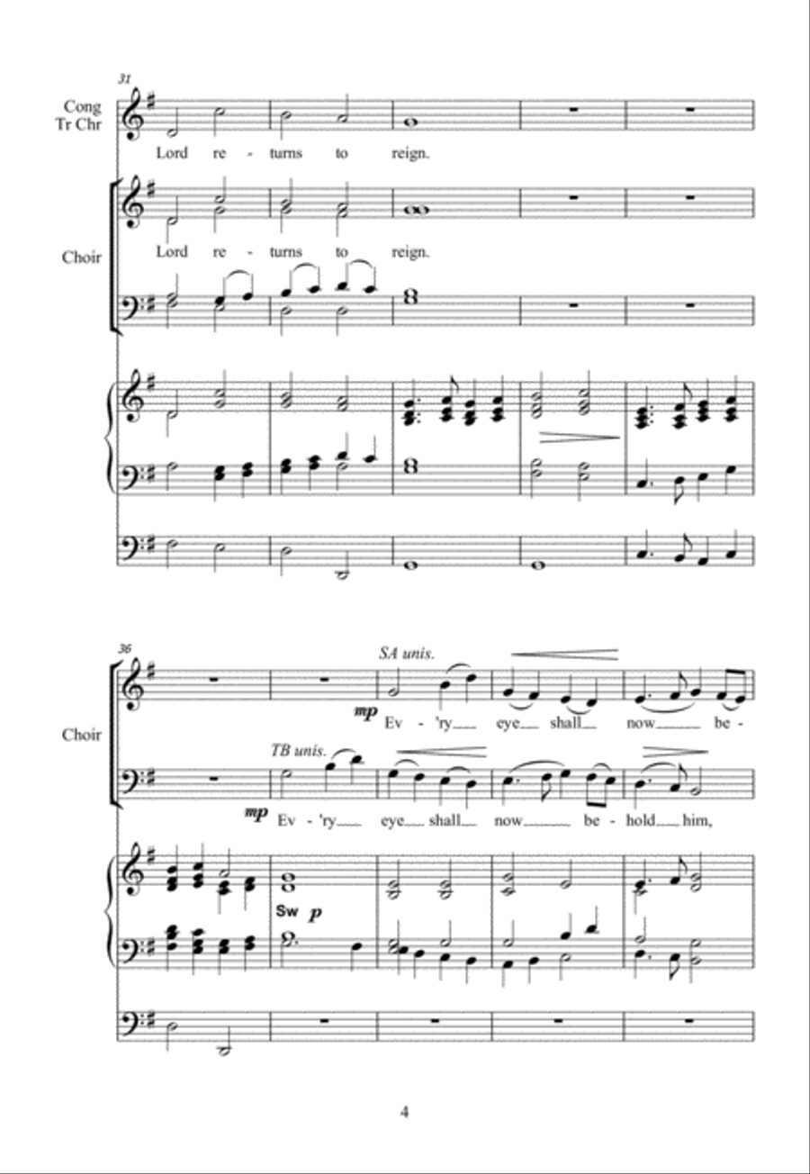 Lo, He Comes with Clouds Descending 4-Part scores gallery preview page 4