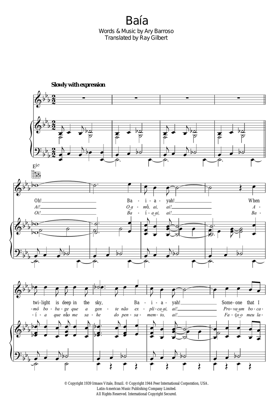 Baia Baia Piano, Vocal scores gallery preview page 1