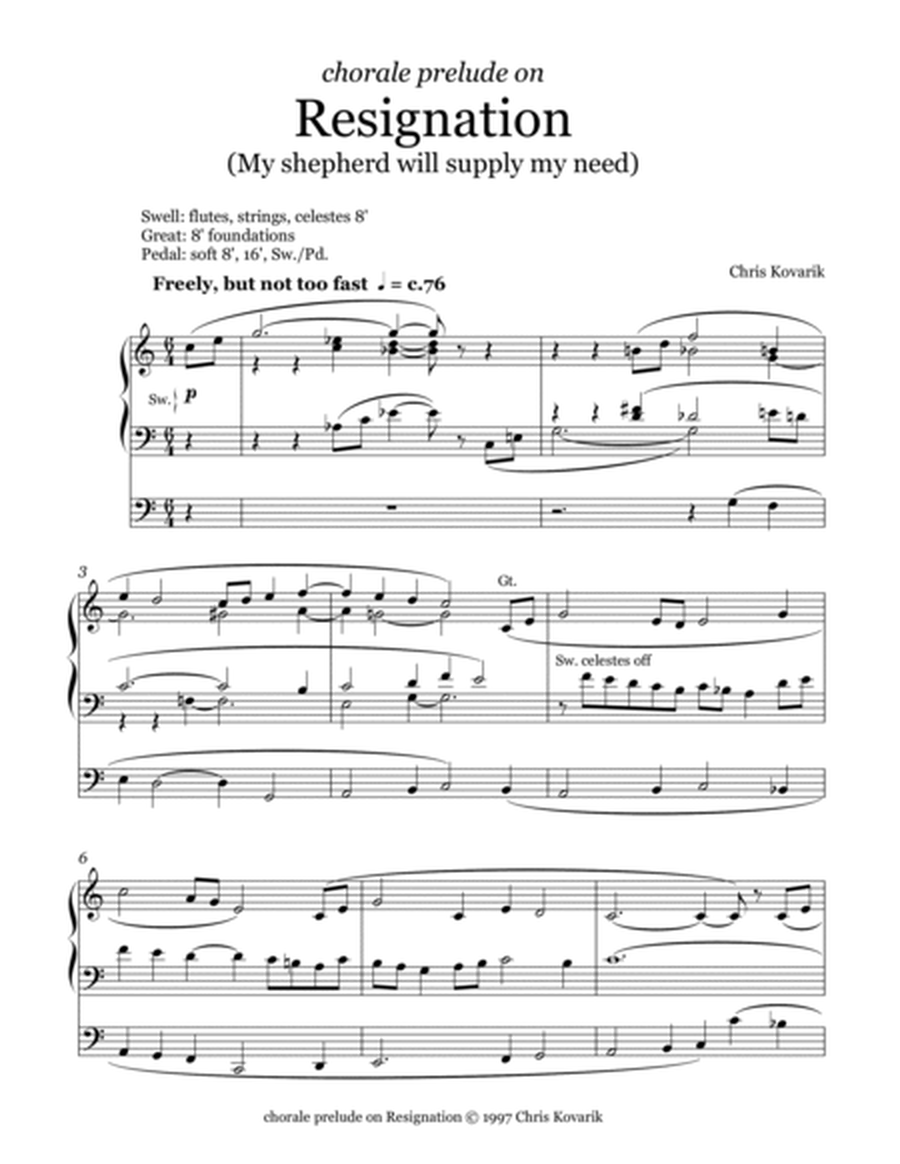 Chorale Prelude on Resignation (My shepherd will supply my need) image number null