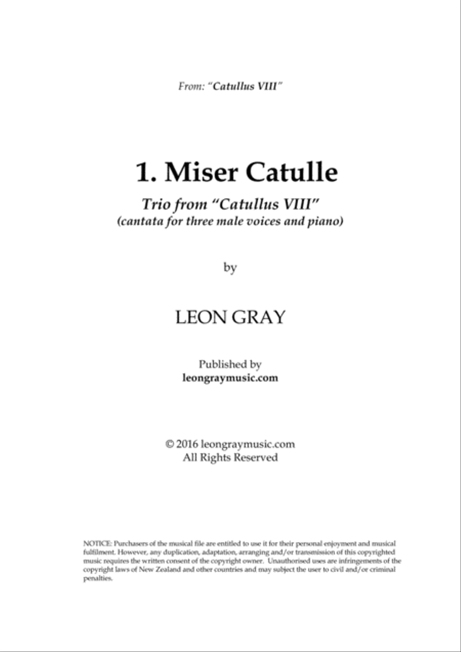 Miser Catulle, from trio cantata 'Catullus VIII' image number null