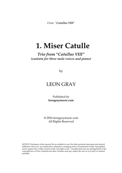 Miser Catulle, from trio cantata 'Catullus VIII' image number null