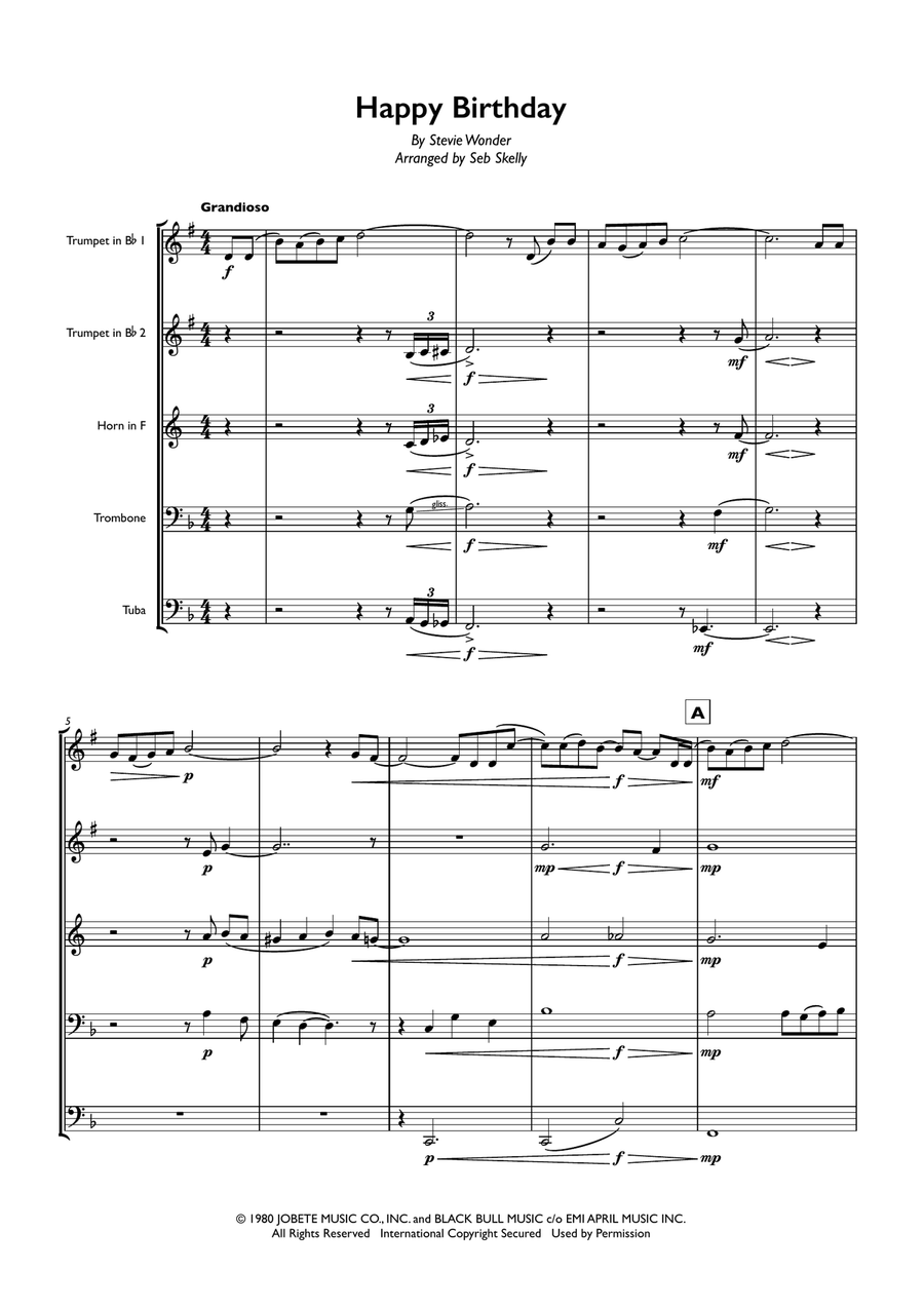 Happy Birthday Brass Ensemble scores gallery preview page 1