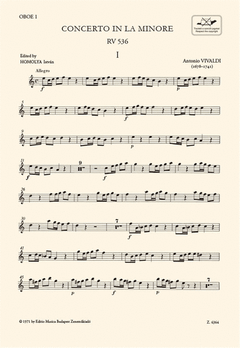 Concerto in la minore per 2 oboi e pianoforte