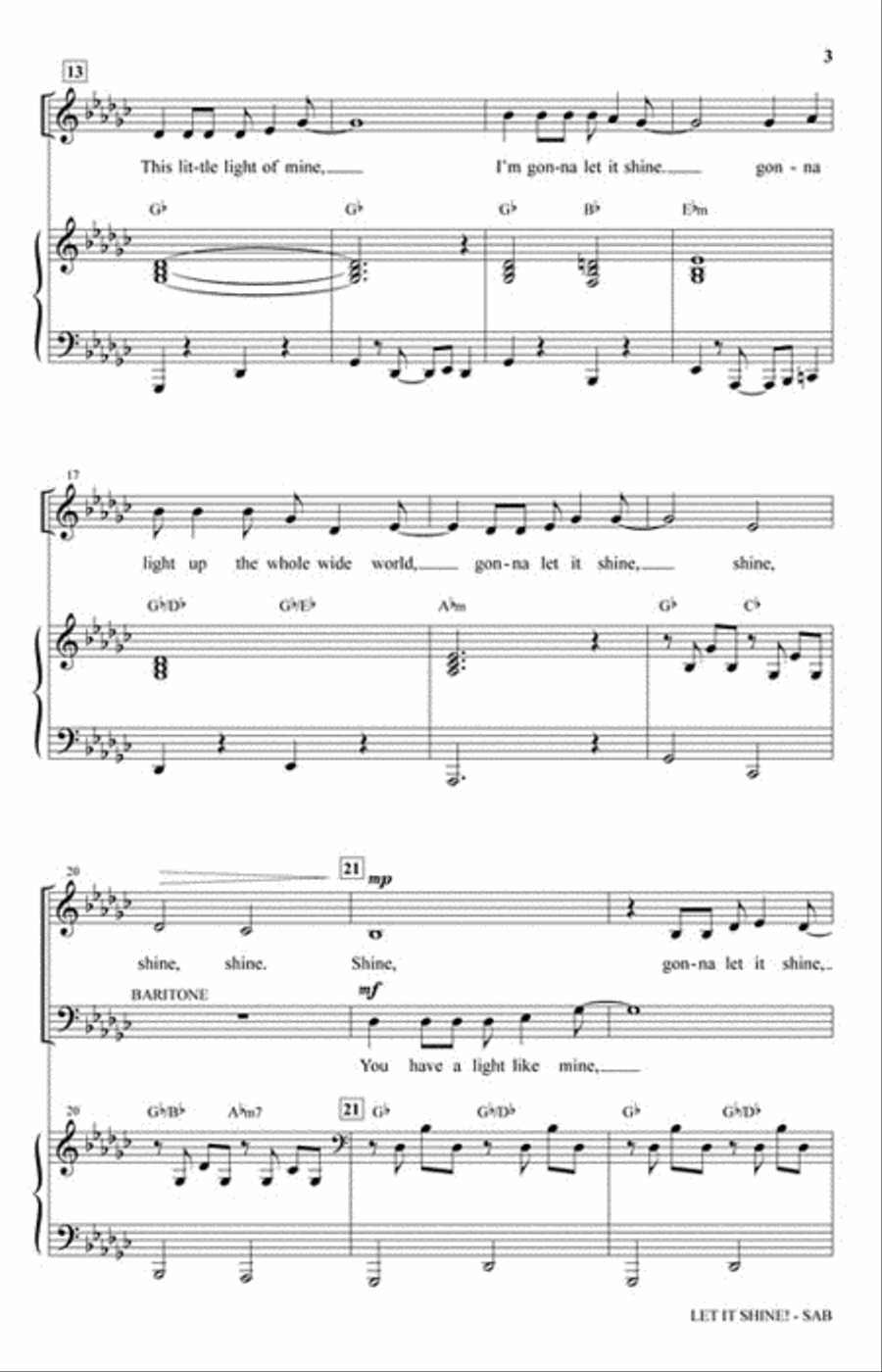 Let It Shine! 3-Part scores gallery preview page 3