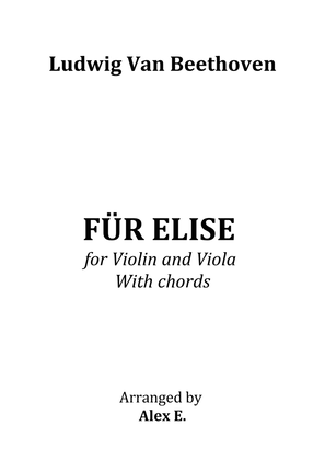 Book cover for Für Elise - for Violin and Viola With chords