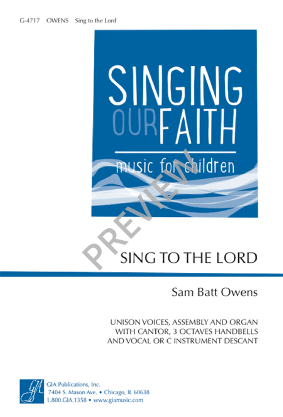 Sing to the Lord Unison Choir scores gallery preview page 1