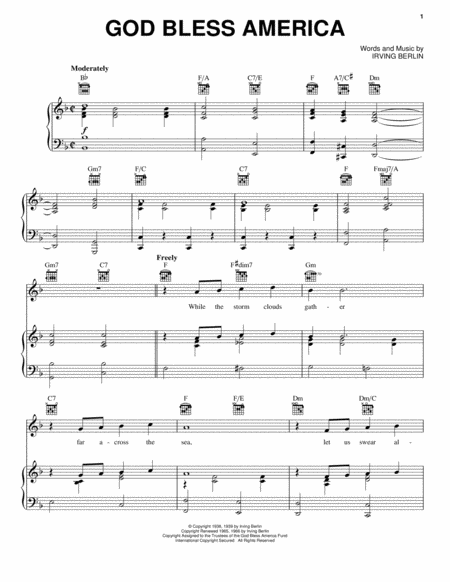 God Bless America by Celine Dion Piano, Vocal, Guitar - Digital Sheet Music