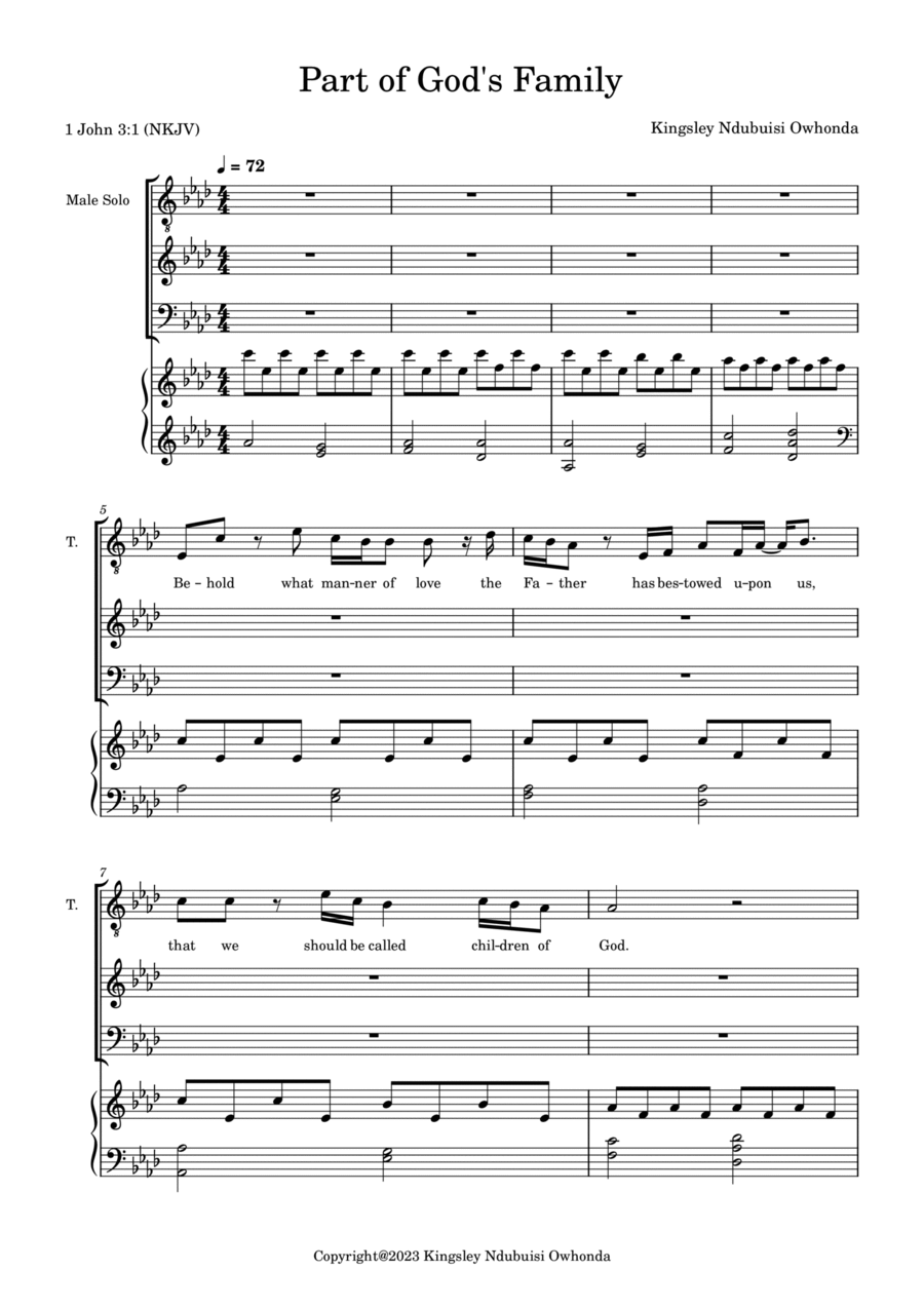 Part of God's family 4-Part scores gallery preview page 1