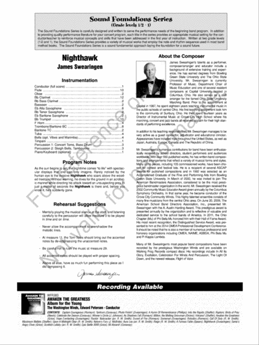 Nighthawk Concert Band scores gallery preview page 3