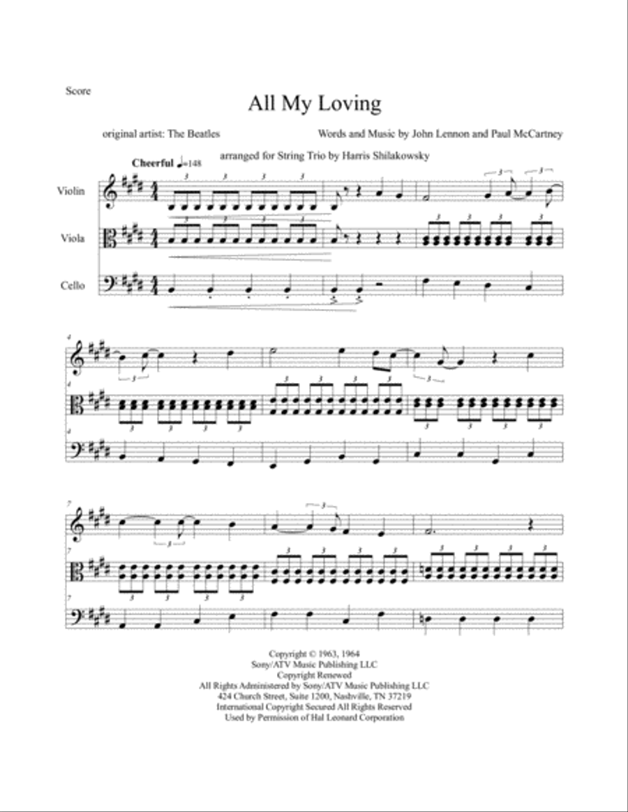 All My Loving All My Loving String Trio scores gallery preview page 1