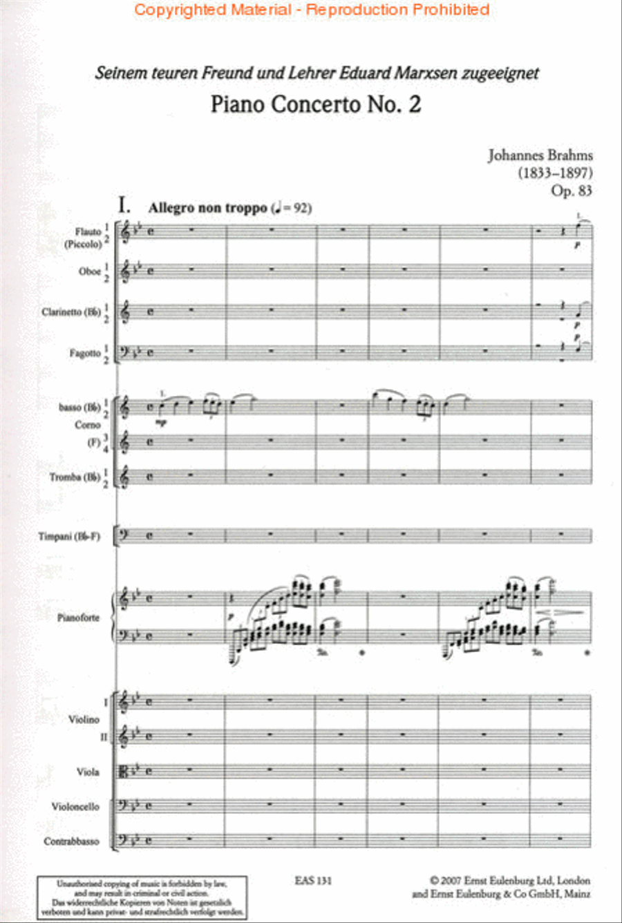 Piano Concerto No. 2 in B-flat Major Op. 83 Orchestra scores gallery preview page 2