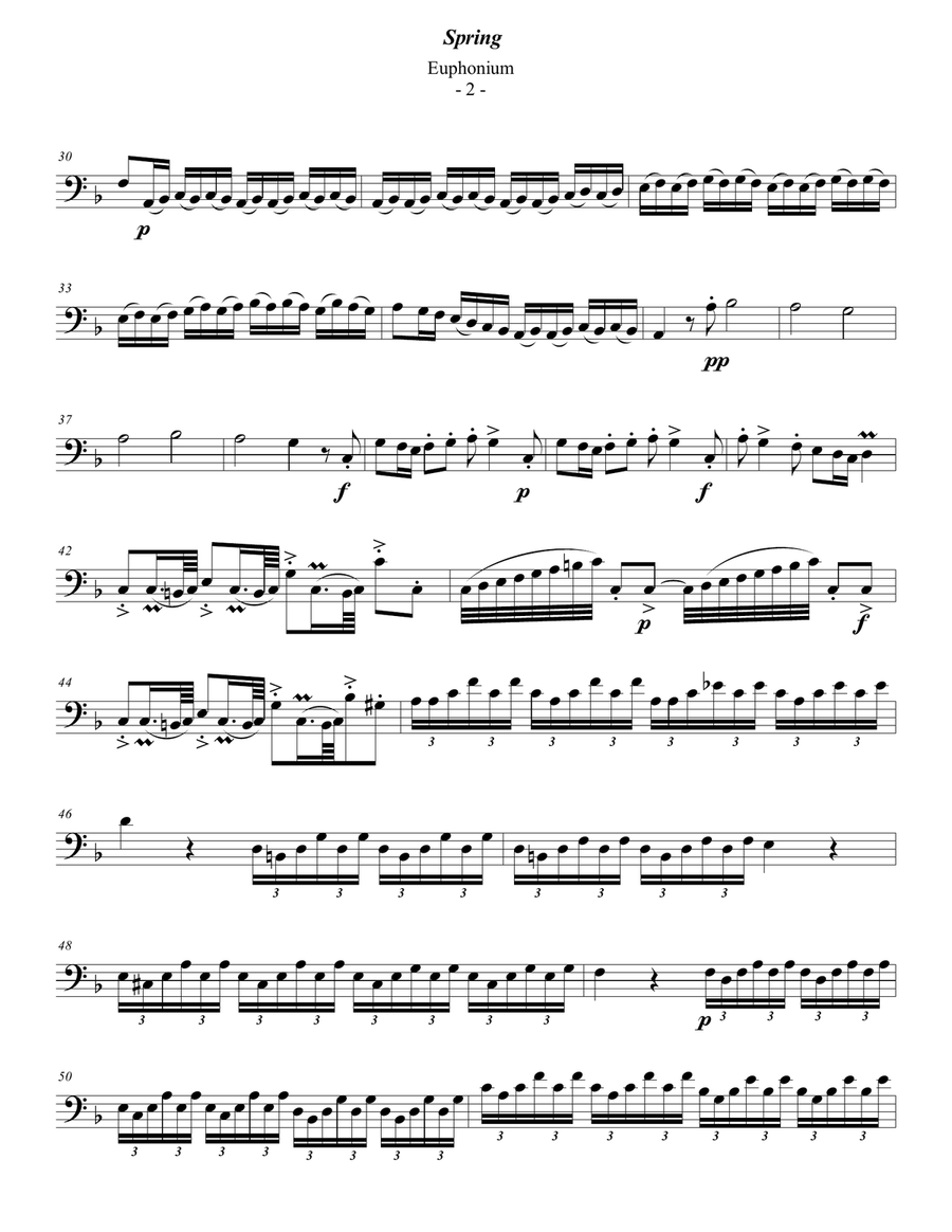 Vivaldi - The Four Seasons: Spring for Solo Euphonium Euphonium scores gallery preview page 2