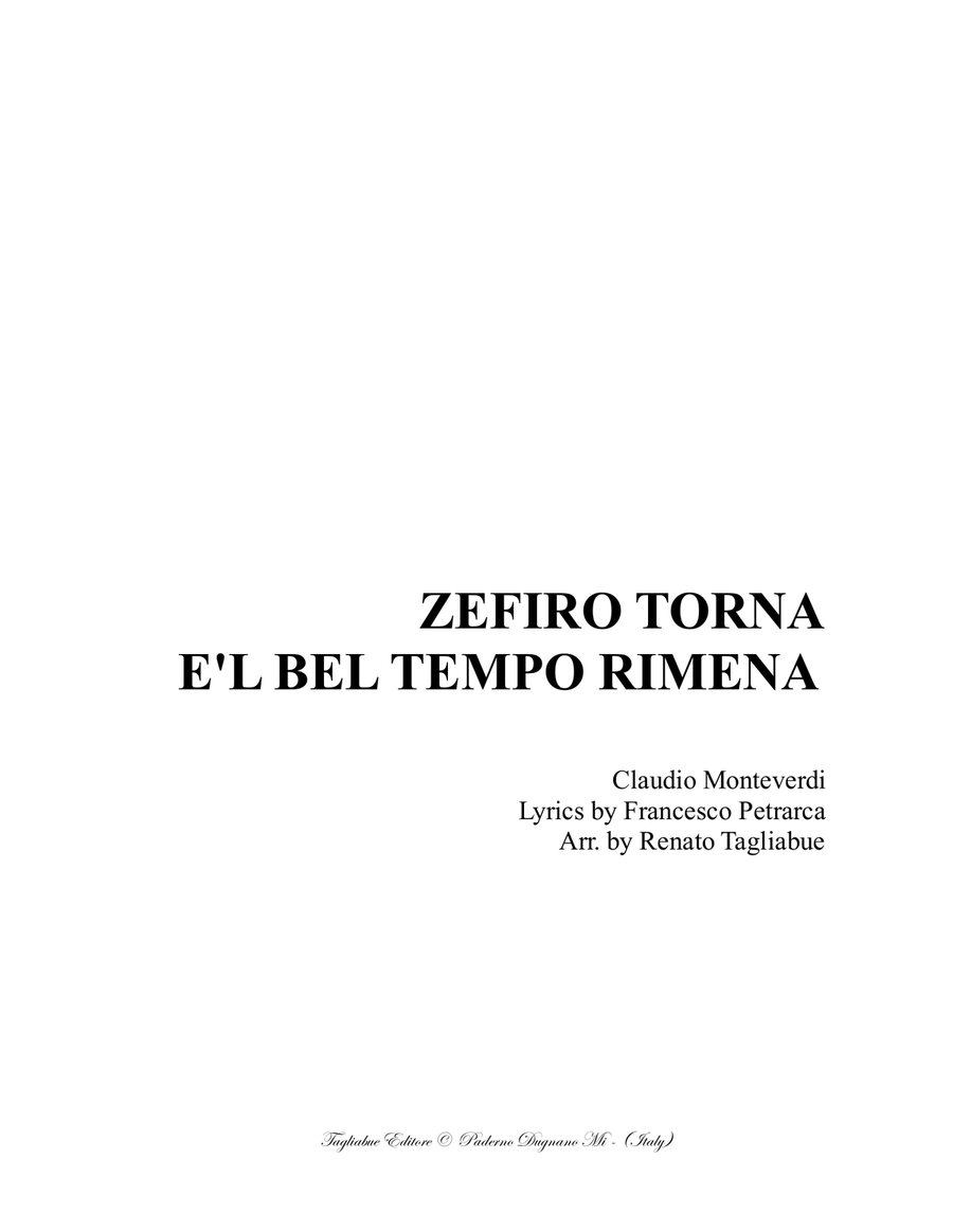 ZEFIRO TORNA E'L BEL TEMPO RIMENA - C. Monteverdi - For SSATB Choir image number null