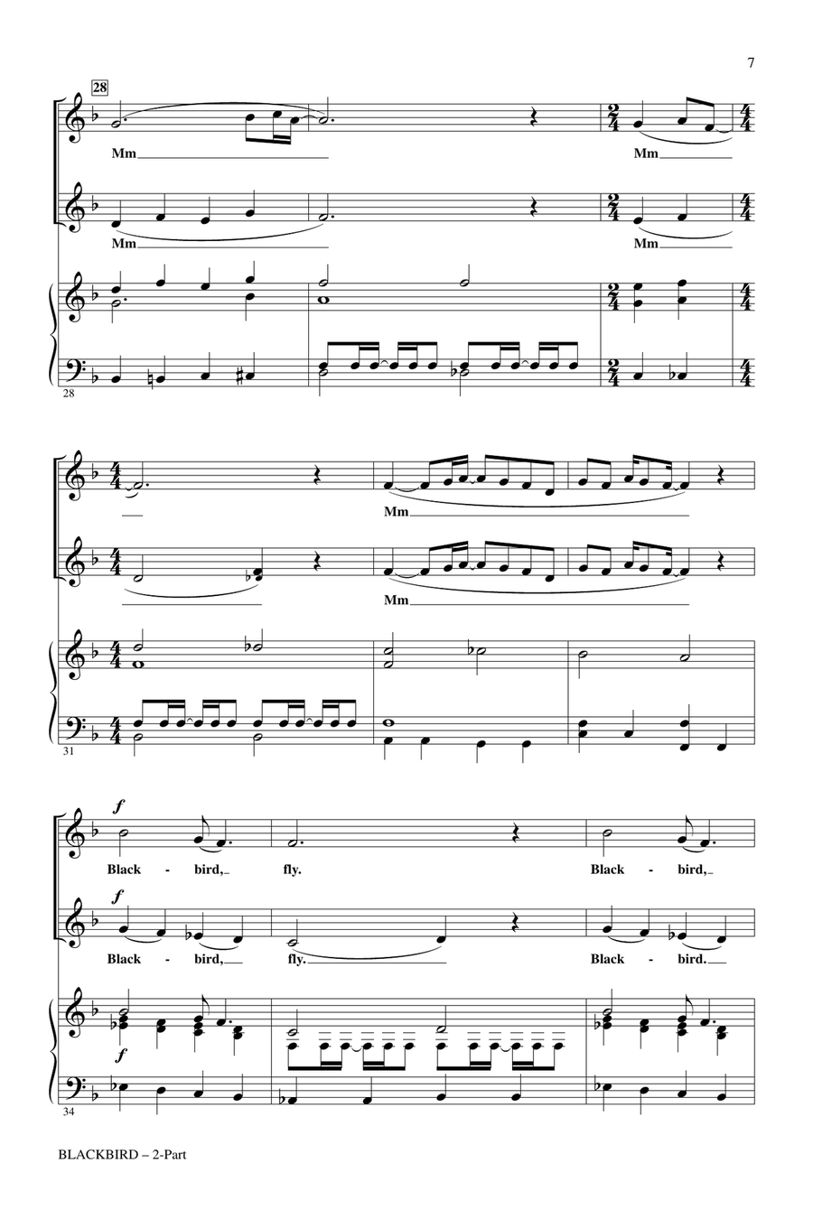 Blackbird (arr. Audrey Snyder) 2-Part scores gallery preview page 5