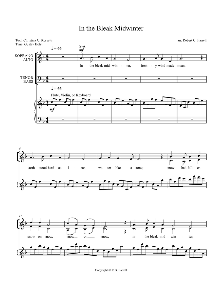 In the Bleak Midwinter In the Bleak Midwinter 4-Part scores gallery preview page 1