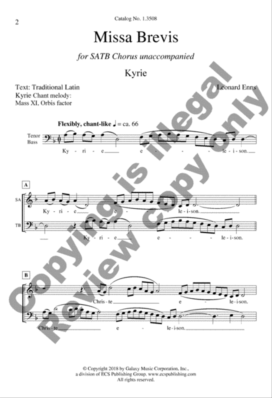 Missa Brevis 4-Part scores gallery preview page 2