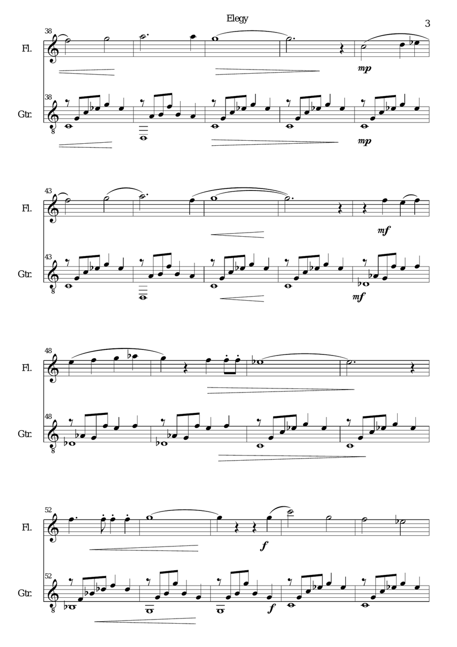 Elegy for flute and guitar Flute scores gallery preview page 3