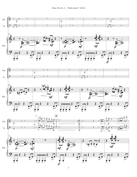 Piano Trio No. 3 ... Keith Jarrett (2014) for violin, cello and piano: piano part