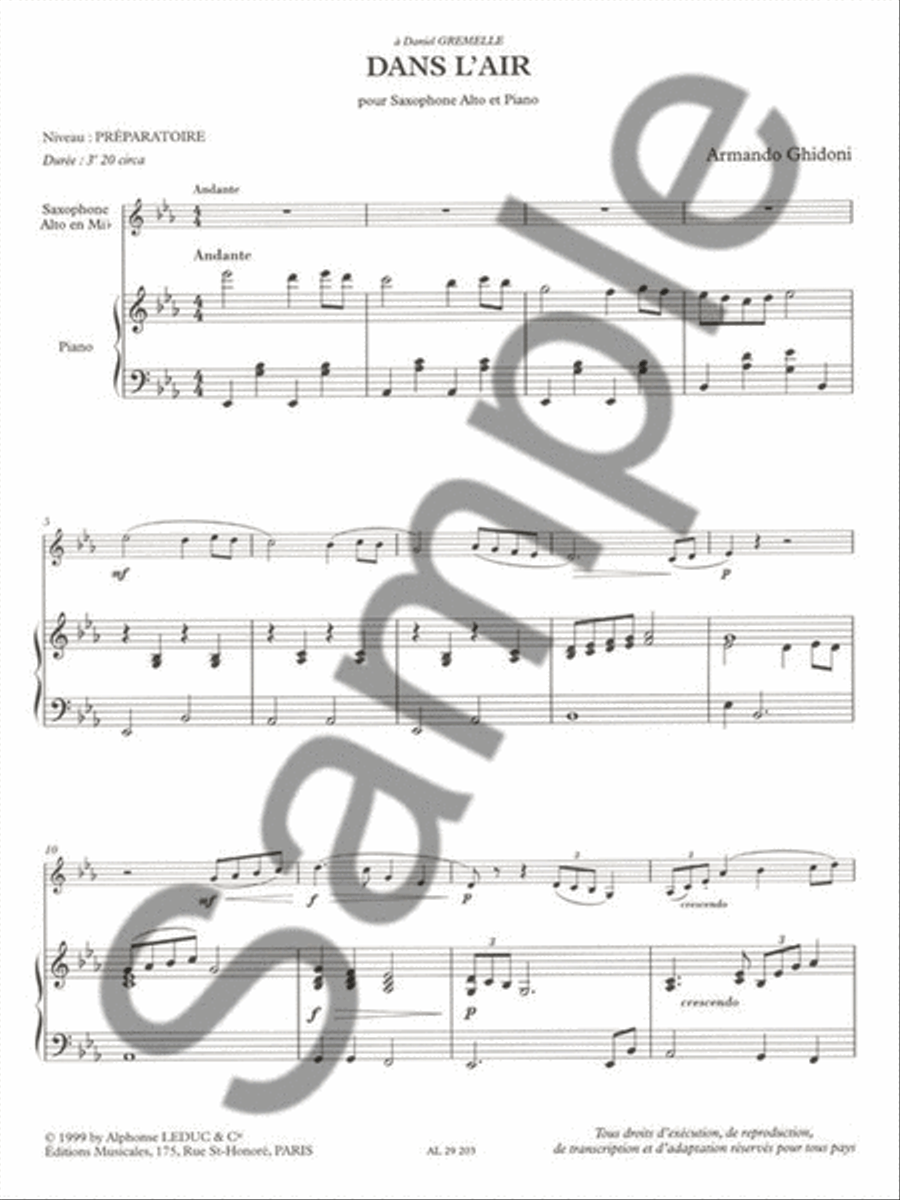 In The Air, For Alto Saxophone And Piano Alto Saxophone scores gallery preview page 2