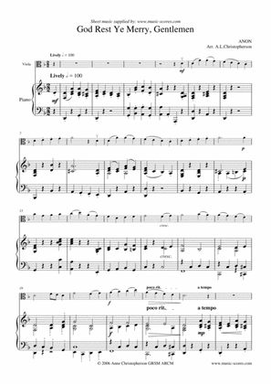 God Rest Ye Merry Gentlemen - Viola and Piano