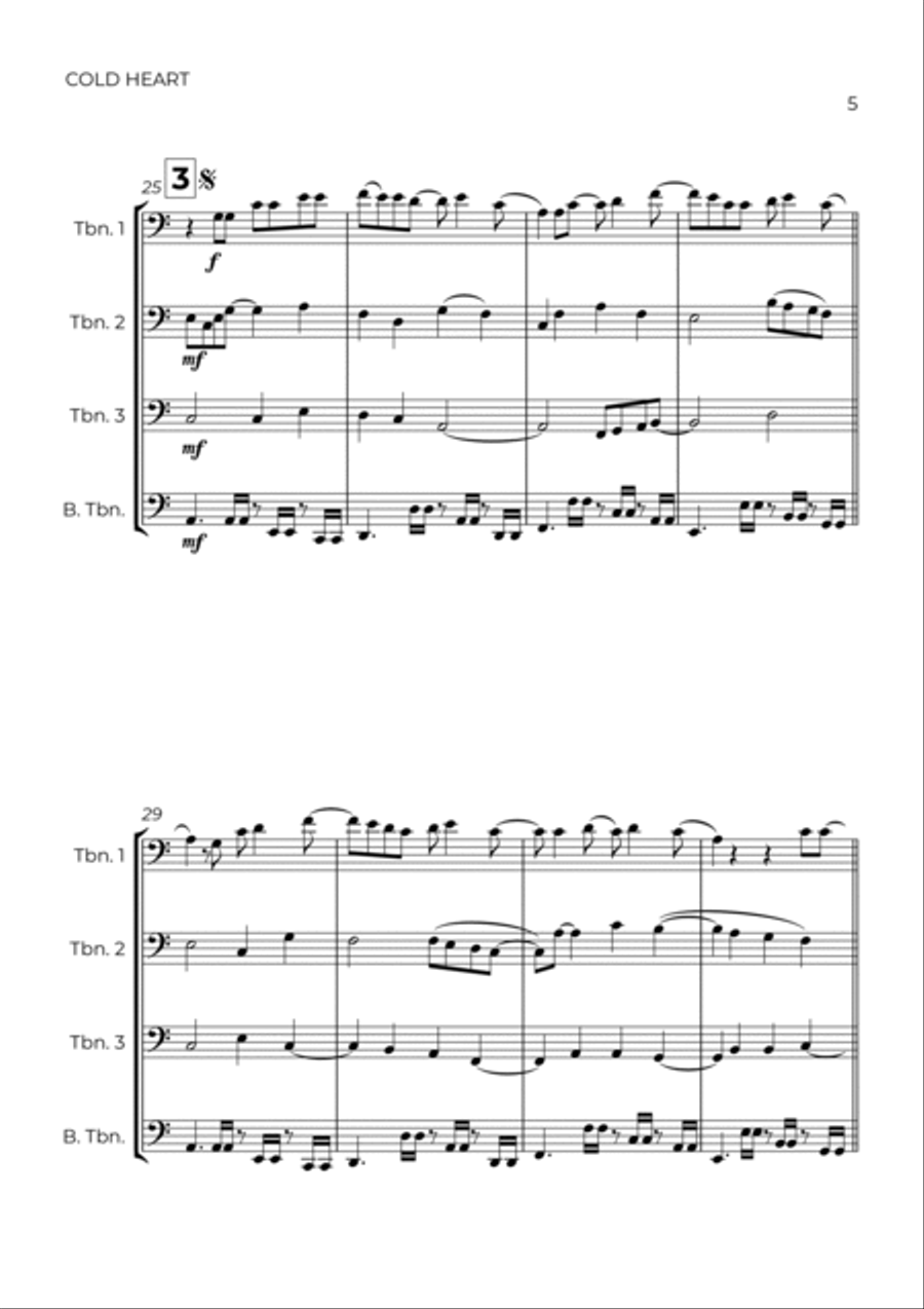 Cold Heart (pnau Remix) Cold Heart (pnau Remix) Brass Quartet scores gallery preview page 5