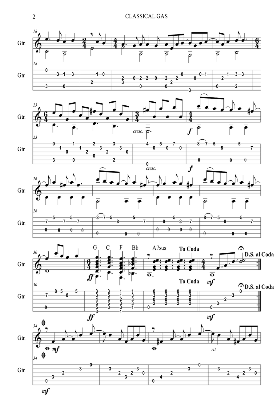 Classical Gas Acoustic Guitar scores gallery preview page 4
